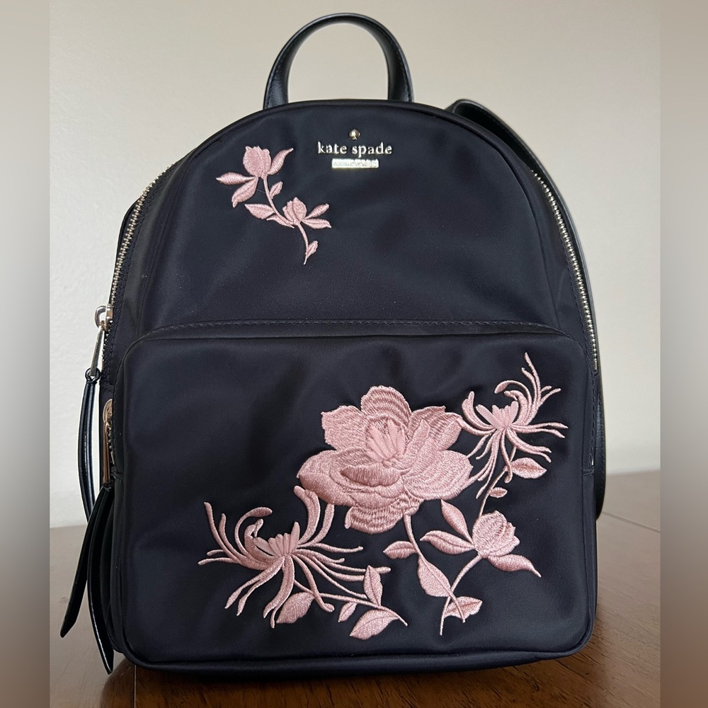kate spade Mini Backpack with Pink Floral Embroidery